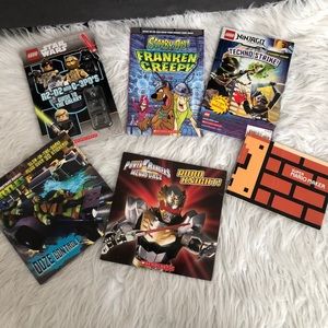 Set of 6 books, legos ninja turtles
